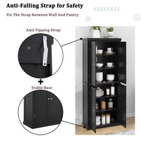 Freestanding Modern 4 Door Kitchen Pantry, Storage Cabinet Organizer with 4 Doors and Adjustable Shelves, 72.4"H-Black