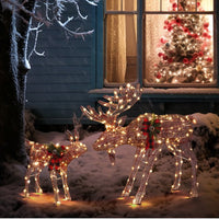 2pcs 4ft 30V 3.6W Moose Family 200LED Leather String Light, Garden Moose Decoration for Christmas Outdoor Yard Garden Decorations,Brown