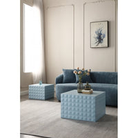 Square Dining Table Set of 2, Nesting Table Side Tables Makeup Tables Coffee Table with One Big & One Small Tables, Handcrafted Relief Nightstands End Table for Bedroom, No Need Assembly, Light Blue