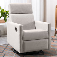 Gliding Recliner Rocker,360Swivel Glider Modern Nursery Glider Recliner Chair Upholstered Plush Seating Glider,Swivel Glider Chair Nursery Chair Reclining Sofa Chair for Living Room,Tan