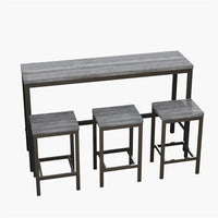 4-Piece Counter Height Bar Table and Chairs Set, Modern Kitchen Dining Table Set with 3 Padded Stools, Metal Extra Long Console Bar Set for Breakfast Nook Small Places, Easy Assembly, Gray
