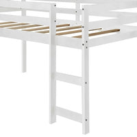 Solid Wood Twin Size Low Bunk Bed with Slide and Ladder, Mini Slide Loft Bed for Kids, Multifunctional Design, 78.2"L x 82.6"W x 44.4"H, White