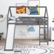 Full Size Loft Bed with Slide,Roof and Ladder, Wooden House Bed Frame for Kids Teens Girls Boys, Playhouse Bed, No Box Spring Needed, Gray