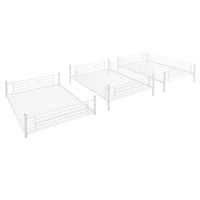 Metal Triple Bunk Bed for Kids ,Full-Full-Full Triple Bed with 2 Built-in Ladders, Bed Bunk Beds Can Divided into 3 Separate Beds, Metal Bedframe with Safety Guardrails, No Box Spring Needed, White