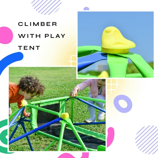 Climbing Dome, Kids Climbing Dome with Slide Set Jungle Gym for 1+ Years Old, 6ft Geometric Playground Dome Climber Play Equipment with 4.6ft Wave Slide, Rust & UV Resistant Steel Supporting 800 LBS