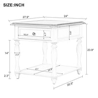 End Table Nightstand, Coffee Table with Open Styled Shelf & Large Storage Space, Classical Side Table with Metal Handles & Drawer for Living Room, 24.00"Lx27.90"Wx23.90''H, Black