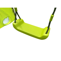 6 In 1 Outdoor Swing Set,Swing Set with Saucer Swing,Belt Swing Seat,Slide,Basketball Hoop and Football Net,Metal Plastic Safe Swing Set for Outdoor Playground Backyard,Green