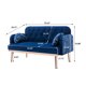 Twin Accent Loveseat Sofa Mid Century Modern Velvet Sofa Couch with Pillows Metal Feet Sofa Vintage for Small Space for Living Room Bedroom Navy
