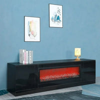 70.87" Fireplace TV Stand with 38" Electric Fireplace, Entertainment Center with can light up Glass Shelves, TV Console for TVs up to 75", TV Table for Living Room,Bedroom,Office, Black