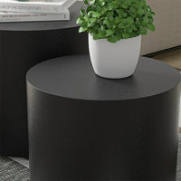 Nesting Coffee Table Set of 2, Round MDF Coffee Tables, Modern Luxury Side Tables Accent End Table for Small Space Living Room Apartment, Matte Black
