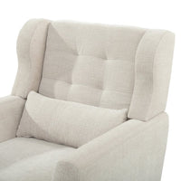 37.6 Inch Chenille Accent Chair, Modern Wing Chair with Upholstered Cushion and Pillow, Comfy Lounge Armchair for Living Room, Bedroom, Office, Beige
