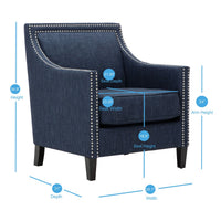 Morden Accent Chair, Upholstered Single Sofa Chair with Soft Pad, Polyester Armchair with Sturdy Wood Frame for Relaxing, Leisure Single Sofa with Highback for Bedroom Living Room Office, Blue