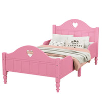 Twin Size Toddler Bed, Wood Twin Bed for Girls, Twin Size Bed Frame with Headboard and Footboard for Kids, Toddler Girls (Light Pink)