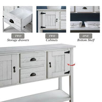 48'' Console Table, Wood Buffet Cabinet with Storage, Retro Style Sideboard Buffet Cabinet Entryway Console Table with 2 Drawers, 2 Cabinets and Bottom Shelf for Living Room Kitchen Dining Room, White