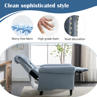 Mid-Century Modern Recliner Chair Single Sofa Home Theater Seatting Linen Tufted Adjustable Single Reclining Armchair with Nailheads Roll Arm for Living Room, Bedroom, Reading Room, Office, Blue