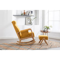 Rocking Chair With Ottoman and Side Pocket,Upholstered Accent Chair with Foot Stool, Glider Rocker Chair with Thick Padded Cushion and High Backrest,Lounge Chair for Living Room Bedroom Nursery