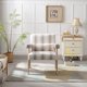 Accent Chair, Modern Upholstered Armchair with KD Rubber Wood Legs, Lounge Reading Chair with Lumbar Pillow, for Living Room Bedroom, Grey Stripe