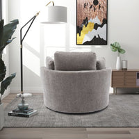 360 Degree Swivel Accent Barrel Chair, Swivel Round Sofa With 3 Pillows, Modern Oversized Arm Chair Cozy Club Chair for Bedroom Living Room Lounge Hotel, Easy to Clean Chenille Fabric, Gray