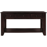 Console Table, 55" Narrow Buffet Sideboard with 3 Drawers and Bottom Shelf, Modern Farmhouse Entryway Sofa Table with Solid Wood Legs and Handles for Living Room, Kitchen, Hallway, Espresso