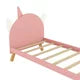 Twin Size Platform Bed Frame, Wooden Cute Bed with Unicorn Shape Headboard and Slats Support for Kids Boys Girls, Easy Assembly, No Box Spring Needed, Pink