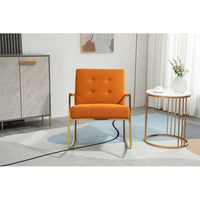 Accent Rocking Chair, Tufted Velvet Upholstered Leisure Rocker Chair with High Backrest and Armrest, Modern Single Glider Armchair for Living Room Bedroom Balcony Nursery Patio Garden, Orange