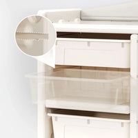 Kids Organizers Toy Storage Organizer, Floor Storage Cabinet with Bookshelf, 10 Bins and 2 Cabinets, Multifunctional Kids Storage Cabinet Toy Chest for Nursery, Playroom and Bedroom