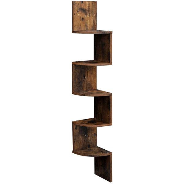 Wood Corner 5 Tiers Wall Shelf Zig Zag Wooden Shelves Wooden Mount Rack Home Furniture White, Wooden Display Shelves Storage Organizer, Vintage