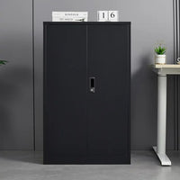 Metal Storage Cabinet, Storage Cabinet with Locking Doors and 2 Adjustable Shelves, Folding Filing Storage Cabinet, Freestanding Storage Locker Cabinet for Home Office,School,Garage, Black