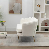 59"W Accent Sofa Couch, Modern Loveseat Sofa with Gold Metal Legs, Two-Seater Sofa Small Sofa Small Mini Room Couch for Small Space Office Studio Apartment Bedroom, Ivory Boucle