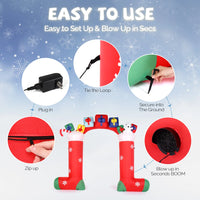 9ft Christmas Inflatables Sock Arch with 24W 11 LED Lights ,Blow up Outdoor Decorations Merry Christmas Archway for Lawn Garden Yard Xmas Holiday Party