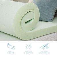 Full Size Mattress Topper with Plush Memory Foam Surface, 74"L*52"W*3"H, Light Green