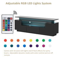 Floating LED TV Stand for 75+ inch TV, Entertainment Center with 16-color LED Light Strips, Stylish Storage Shelf , Black