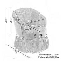 Swivel Accent Chair, Linen Fabric Barrel Chair Auditorium Chair With Pleated Skirt, 360 Degree Swivel Comfy Accent Sofa Armchair For Living Room Bedroom Auditorium Lounge Hotel, Beige