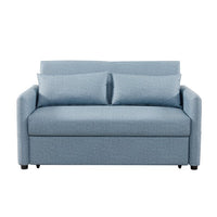 Convertible Sleeper Sofa,Leather Loveseat Sleeper Pull Out Sofa Bed Convertible Sofa Sleeper with Adjustable Backrest,2 Pillows,Side Pockets,Multi-Function Loveseat Couch for Living Room Office,Blue