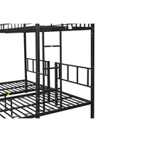 Metal Triple Bunk Bed for 3, Twin over Twin Bunk Bed with Shelf and Ladder, Can be divided into 3 Separate Bed, Metal Bunk Bed Frame with Safety Rail & Slats Support, No Box Spring Needed, Black