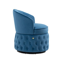 Swivel Accent Barrel Chair, Modern Round Barrel Chair with with 360 Degree Swiveling Metal Base Comfy Single Leisure Sofa Chair Reading Chair with Curved Back for Living Room Bedroom Office Light Blue