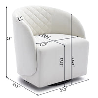 Swivel Accent Barrel Chair, Comfy Round Accent Sofa Chair for Living Room, 360 Degree Club Chair, Velvet Fabric Leisure Arm Chair for Nursery Bedroom Living Room Lounge Hotel Office (Ivory)