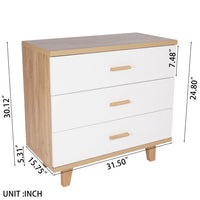 Dresser Chest with 3 Drawers, Tall Chest of Drawers, Wood Dressers Cabinets, Morden Storage Organizer Unit with Solid Wood Legs for Living Room, Hallway, Bedroom