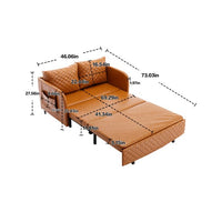 Convertible Sleeper Sofa, Modern PU Leather Loveseat Couch with Pull Out Bed and Headboard, Upholstered Futon Sofa Bed with 2 Pillows and Side Pockets for Living Room Bedroom, Brown