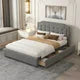 Queen Size Platform Bed with 4 Storage Drawers, Upholstered Velvet Bed Frame with Classic Headboard, Wood Slat Support, No Box Spring Needed, Gray