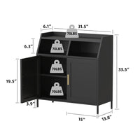 Metal Sideboard Buffet Cabinet,Kitchen Storage Cabinet with Adjustable Shelves and Doors,Modern Sideboard Buffet Table for Living Room Kitchen Dining Room,Black