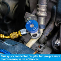 R134a Quick Coupler Adapter, High & Low Adjustable R134a Adapter Fittings and AC Hose Fittings, HP and LP Connectors for R134a Car AC System Evacuation Recharging and More, 1/4" Flares, 2pcs