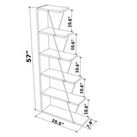 Modern 5-Tier Bookshelf Wood Bookcase, Narrow Ladder Organizer Shelf Book Storage Shelf for Living Room, Home Office