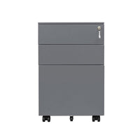 3 Drawer File Cabinet with Lock, Steel Mobile Filing Cabinet on Anti-tilt Wheels, Small Rolling Locking Office Cabinets Under Desk for Legal/Letter/A4/F4 Size, Fully Assembled, Gray