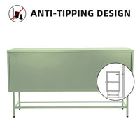 TV Console TV Stand, Enclosed Storage Display Cupboard with Wide Countertop Glass Doors & Detachable Shelves, Stylish Fluted Glass TV Table for Living Room, 47.40"Lx15.90"Wx26.10"H, Mint Green