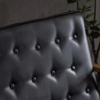 Loveseat Sofa, Mid-Century Sofa Couch for 2, Wooden Loveseat Sofa Modern Upholstered Loveseat Sofa Living Room 2-Seater Lounge Accent Chair, PU-Black