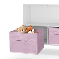 Bookshelf Bookcase with Collapsible Fabric Drawers and Open Shelf, Storage Bookshelf with Wood Legs and Wide Top, Children's Book Display, Storage Cabinet Organizer for The Living Room