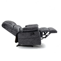 Large Manual Recliner Chair,Velvet Fabric Upholstery Recliner Chair with Metal Frame,Extra Wide Recliner Single Sofa Chair for Living Room,Gray