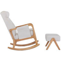 Rocking Chair With Ottoman and Side Pocket,Upholstered Accent Chair with Foot Stool, Glider Rocker Chair with Thick Padded Cushion and High Backrest,Lounge Chair for Living Room Bedroom Nursery