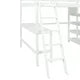 Full Size Loft Bed with Desk and Storage Shelves,Wooden High Loft Bed Frame with Ladder and Bookshelf for Dorm,Kids Adults Boys Girls Teens,White